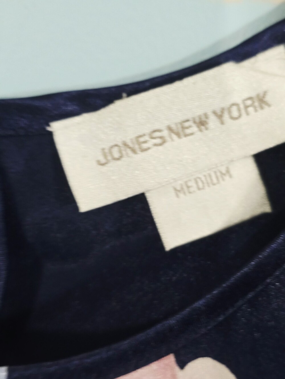 Jones New York Navy Floral Satin Camisole with Pink & White Blooms - Picture 5 of 7